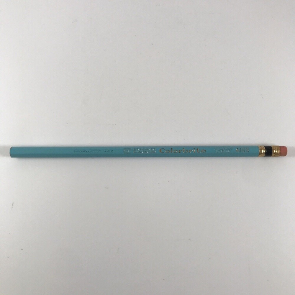 VTG Eberhard Faber Colorbrite Erasable Light Blue 4105 Pencil USA Woodclinched